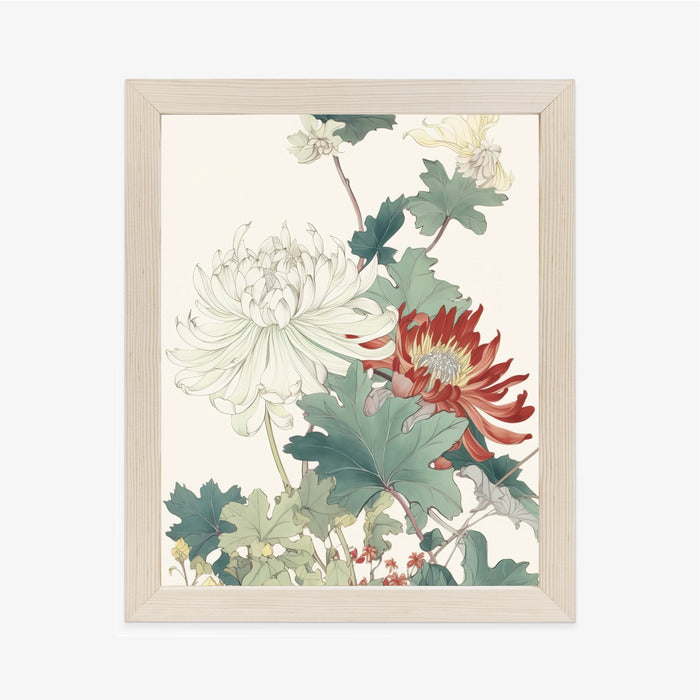 Poster Ein Blumenstrauß Auf Hellbeigem Hintergrund Rahmen Holz Mit Passepartout Farbe Natürlich