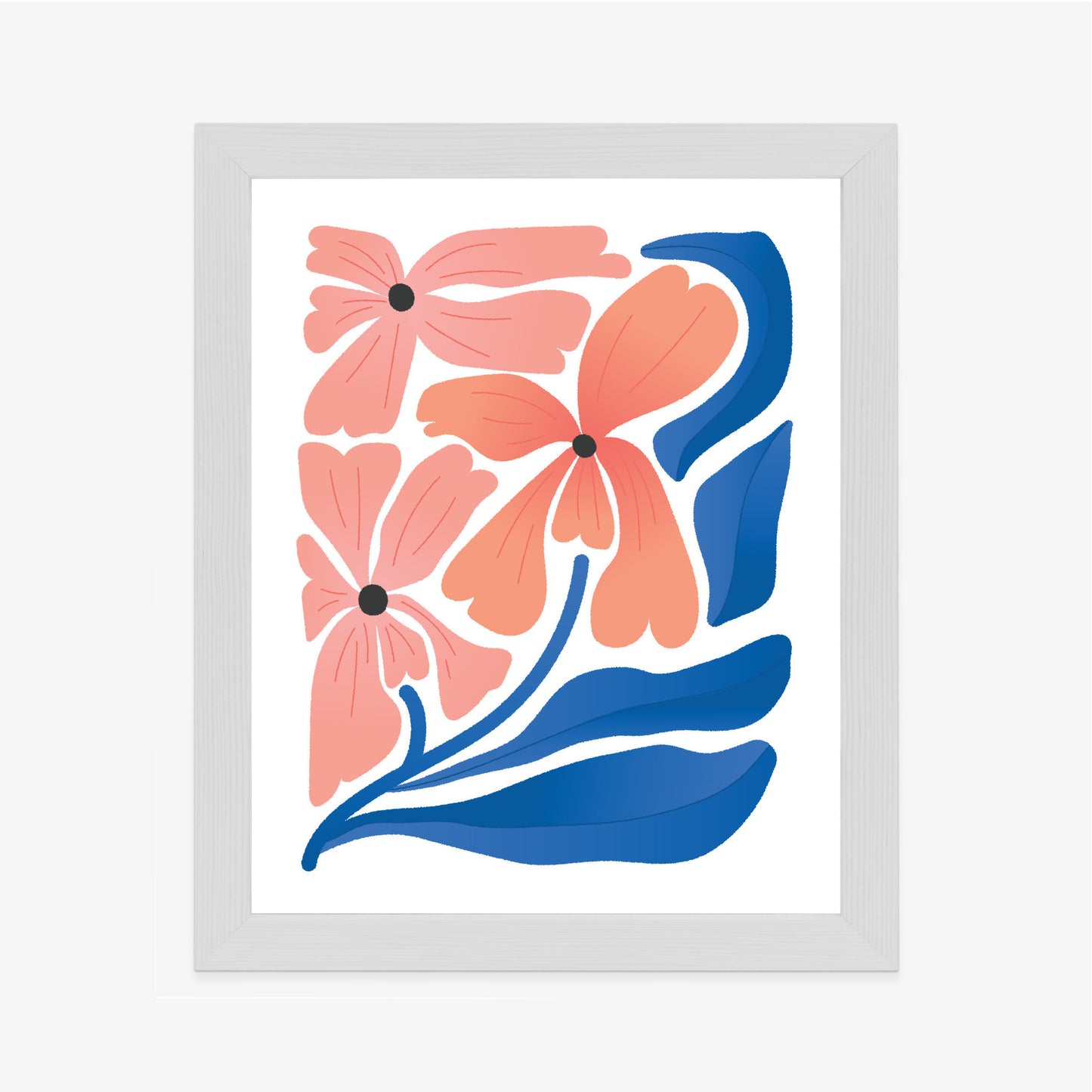 Poster Frühlingsblumen-Abstraktion Rahmen Holz Mit Passepartout Farbe Weiß