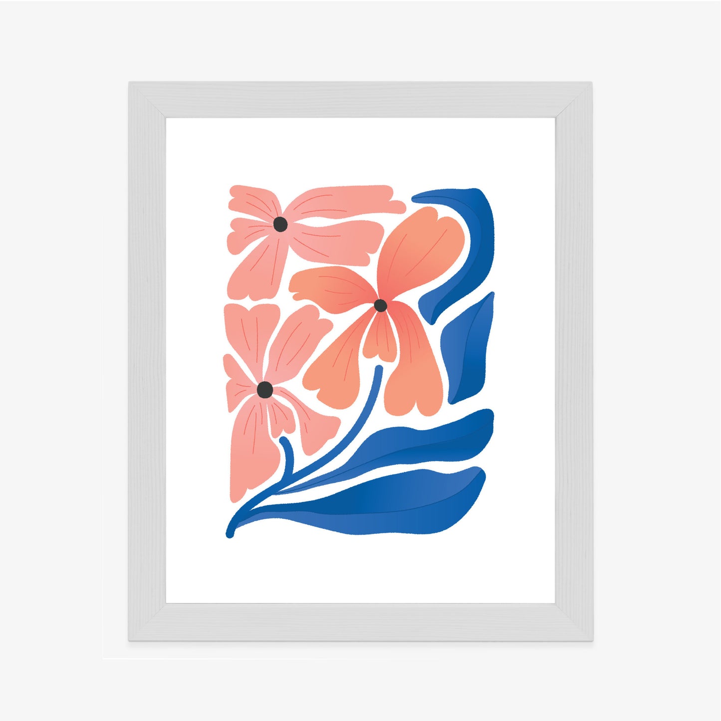 Poster Frühlingsblumen-Abstraktion Rahmen Holz Mit Passepartout Farbe Weiß