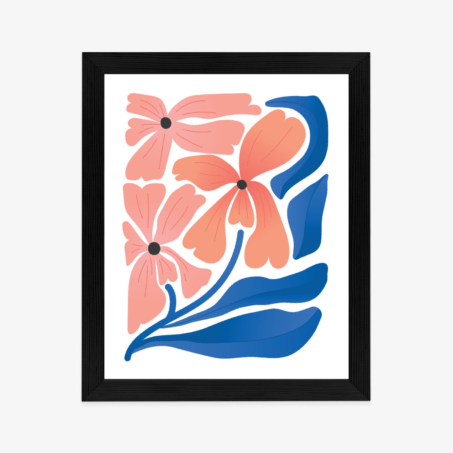 Poster Frühlingsblumen-Abstraktion Rahmen Holz Mit Passepartout Farbe Weiß