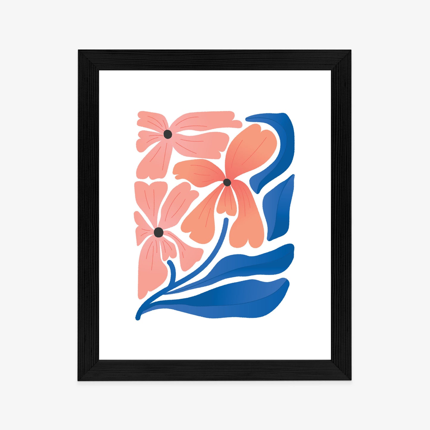 Poster Frühlingsblumen-Abstraktion Rahmen Holz Mit Passepartout Farbe Weiß