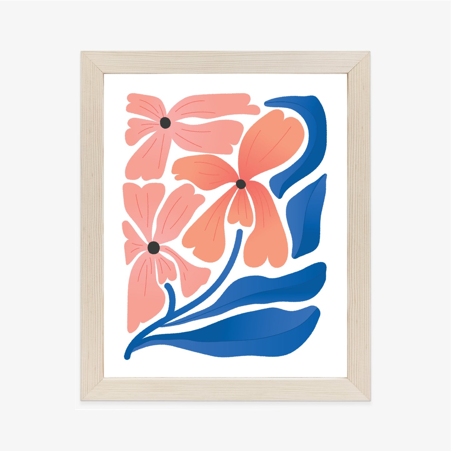 Poster Frühlingsblumen-Abstraktion Rahmen Holz Mit Passepartout Farbe Weiß