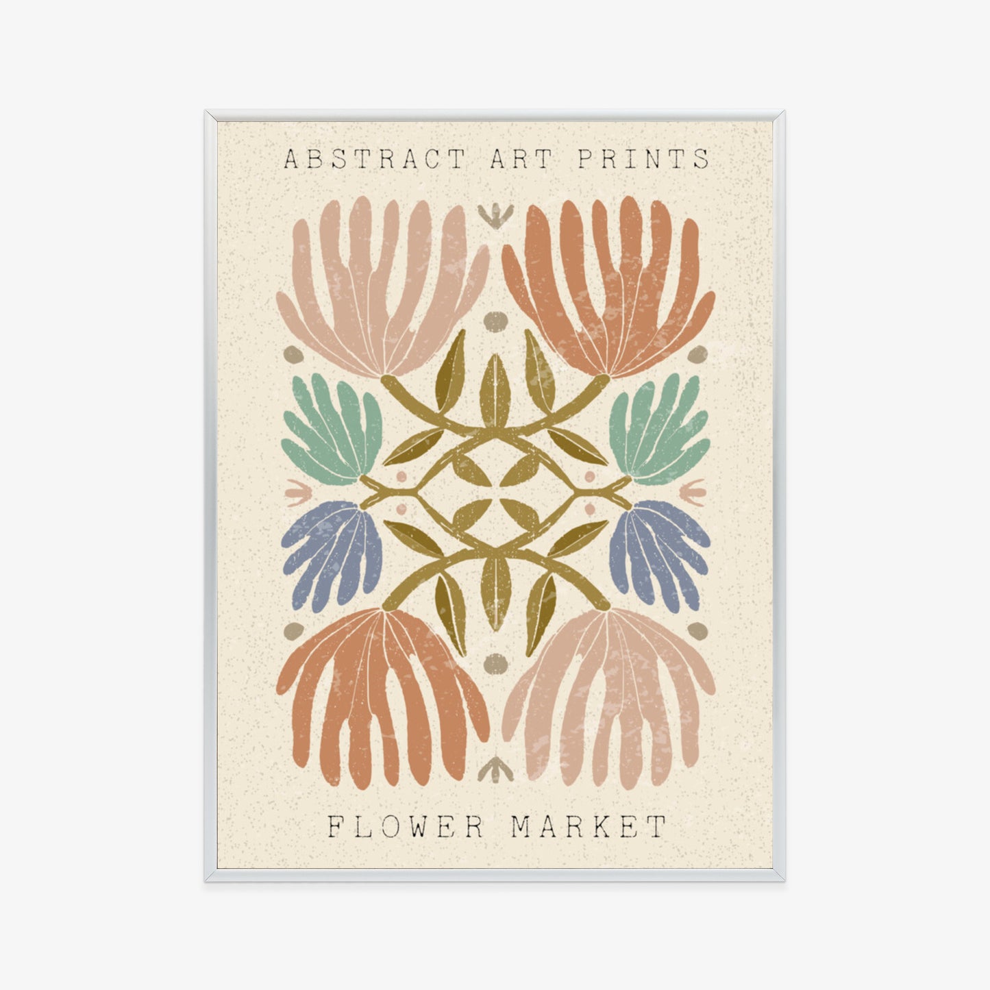 Poster Minimalistische Bunte Boho-Blumen Rahmen Holz Mit Passepartout Farbe Natürlich