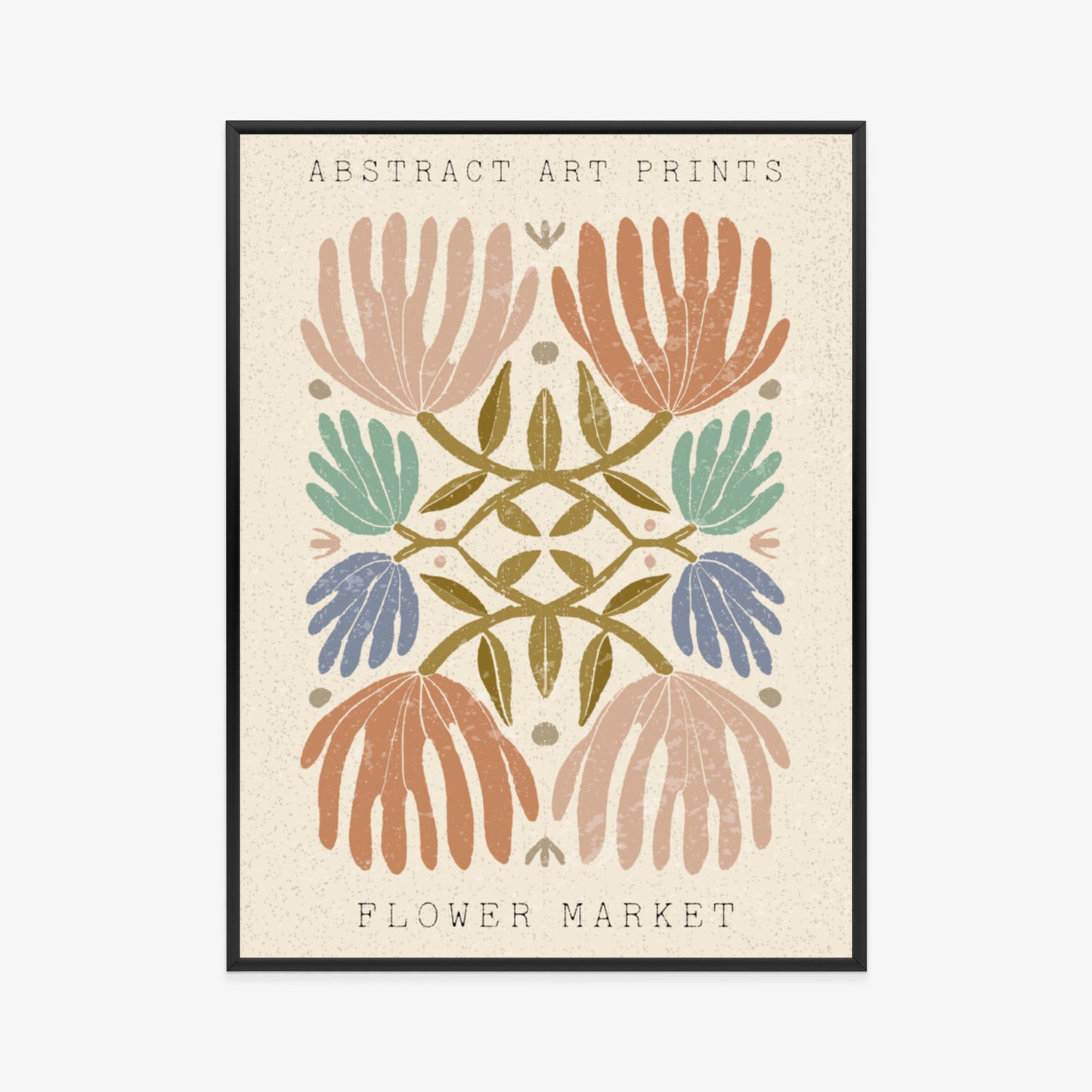 Poster Minimalistische Bunte Boho-Blumen Rahmen Holz Mit Passepartout Farbe Natürlich