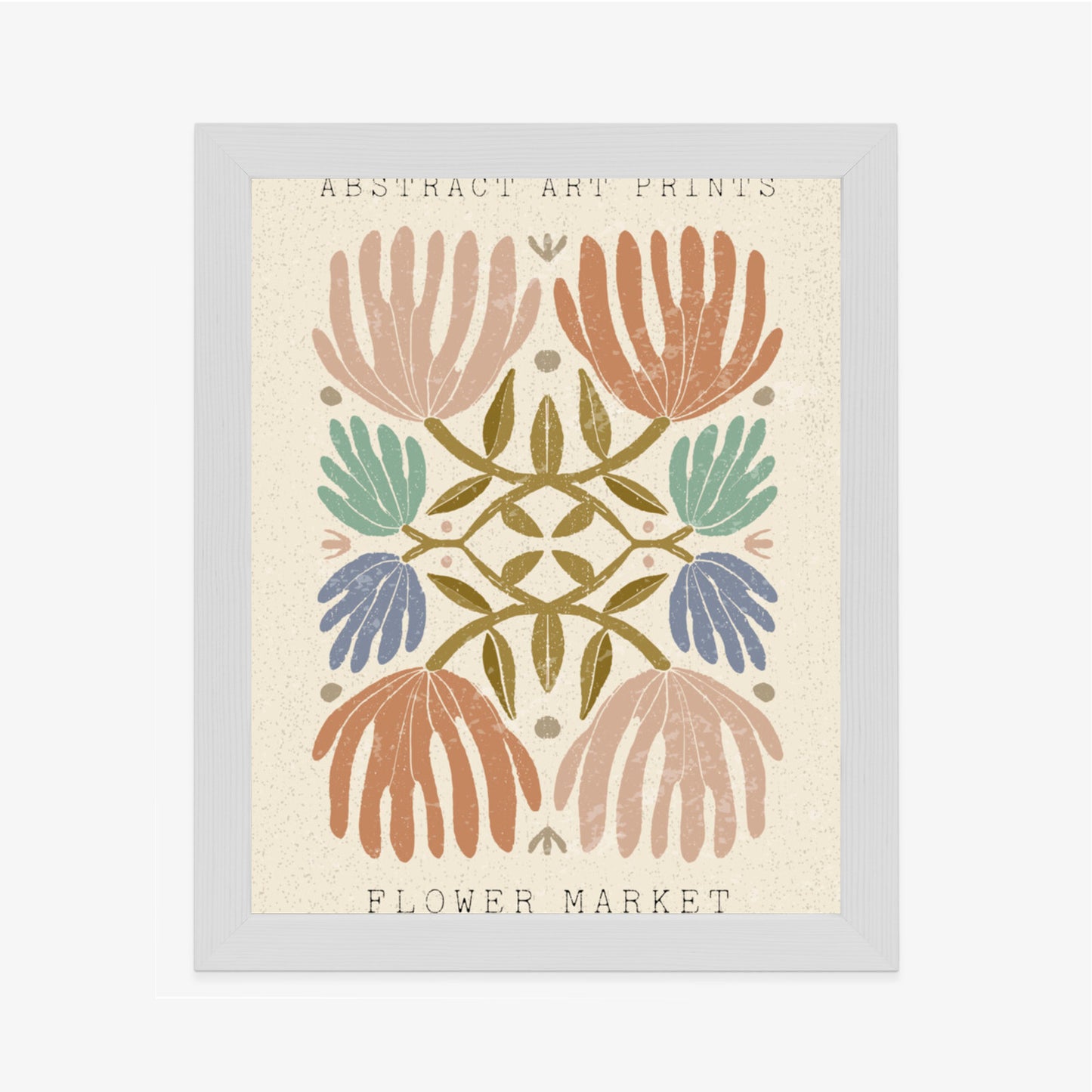 Poster Minimalistische Bunte Boho-Blumen Rahmen Holz Mit Passepartout Farbe Natürlich