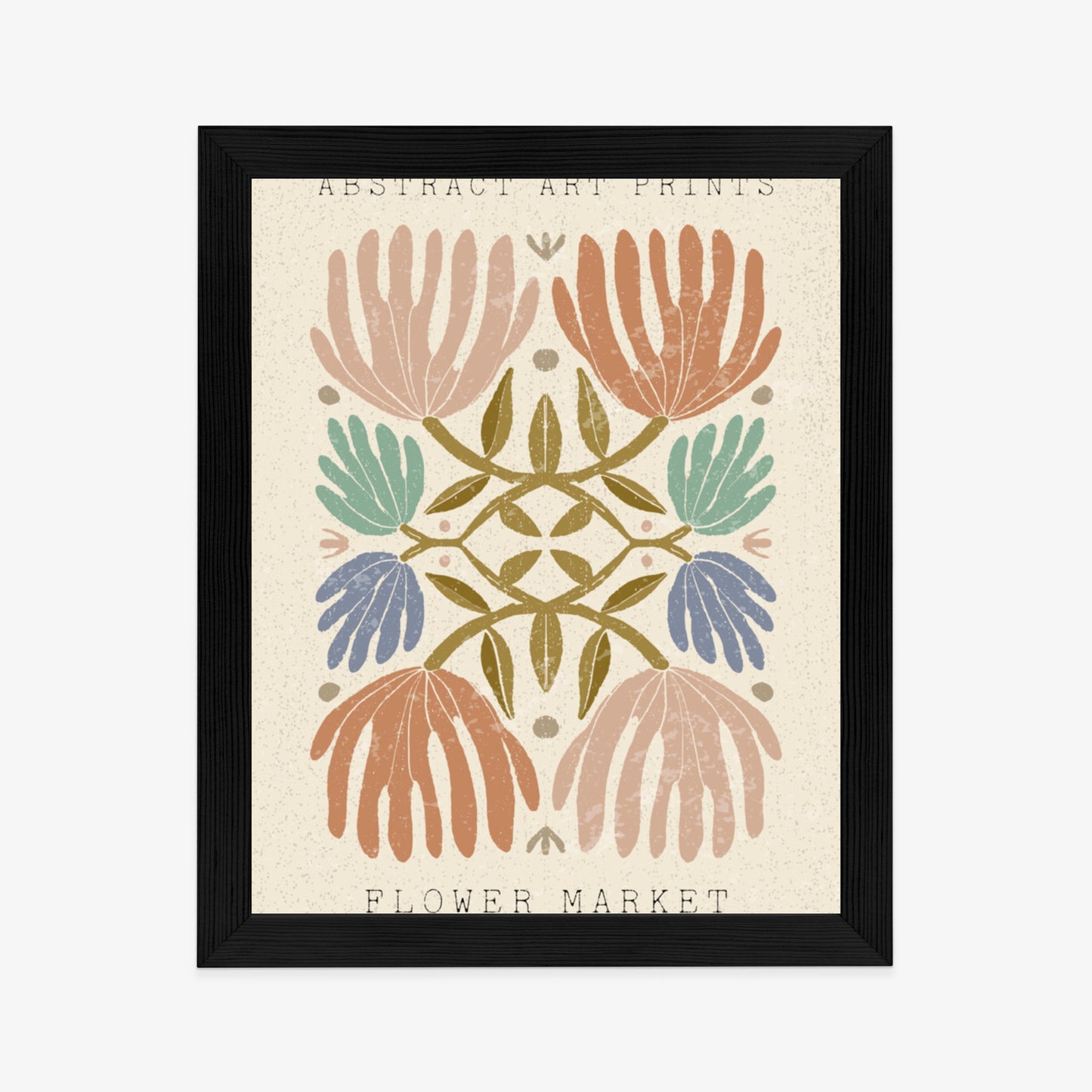 Poster Minimalistische Bunte Boho-Blumen Rahmen Holz Mit Passepartout Farbe Natürlich