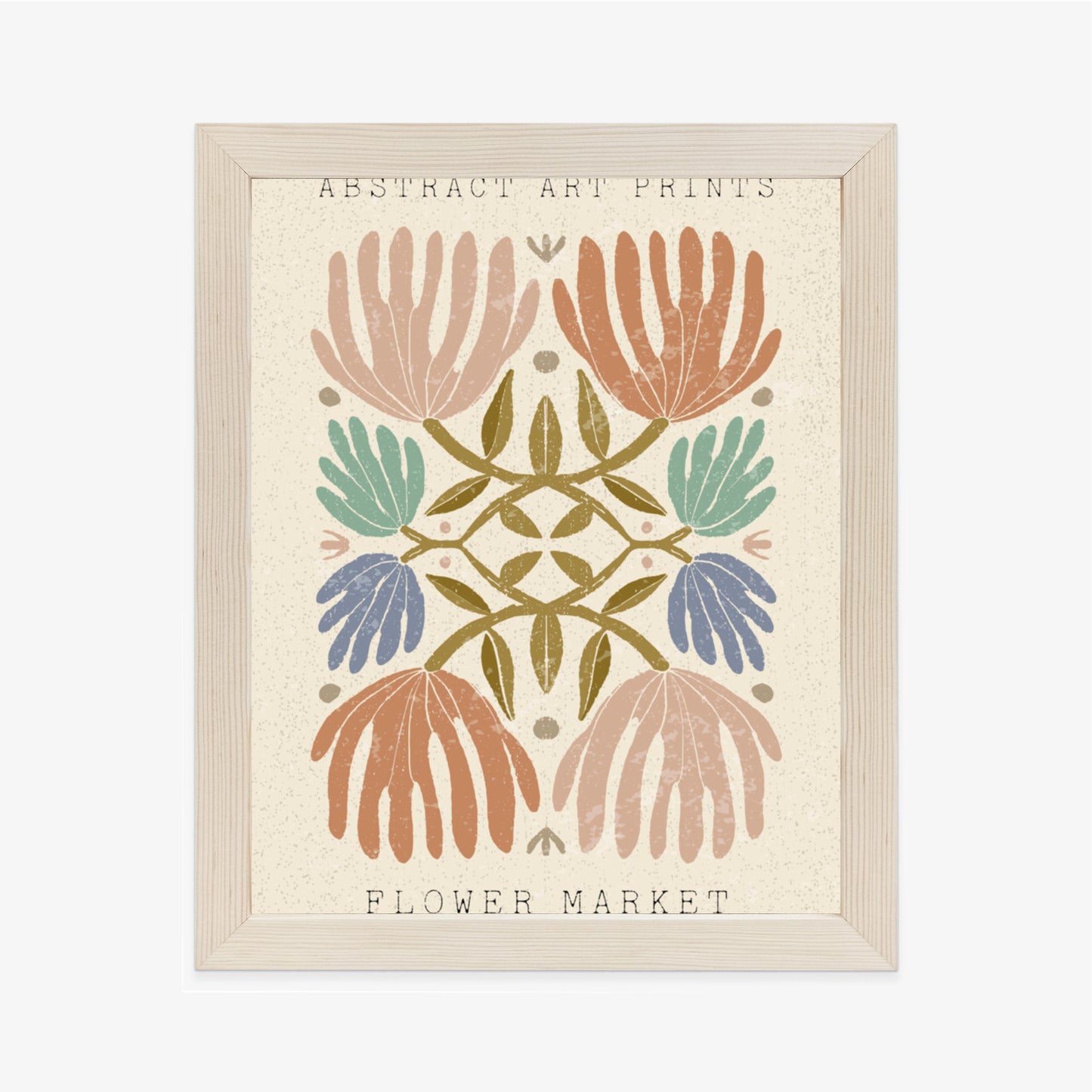 Poster Minimalistische Bunte Boho-Blumen Rahmen Holz Mit Passepartout Farbe Natürlich