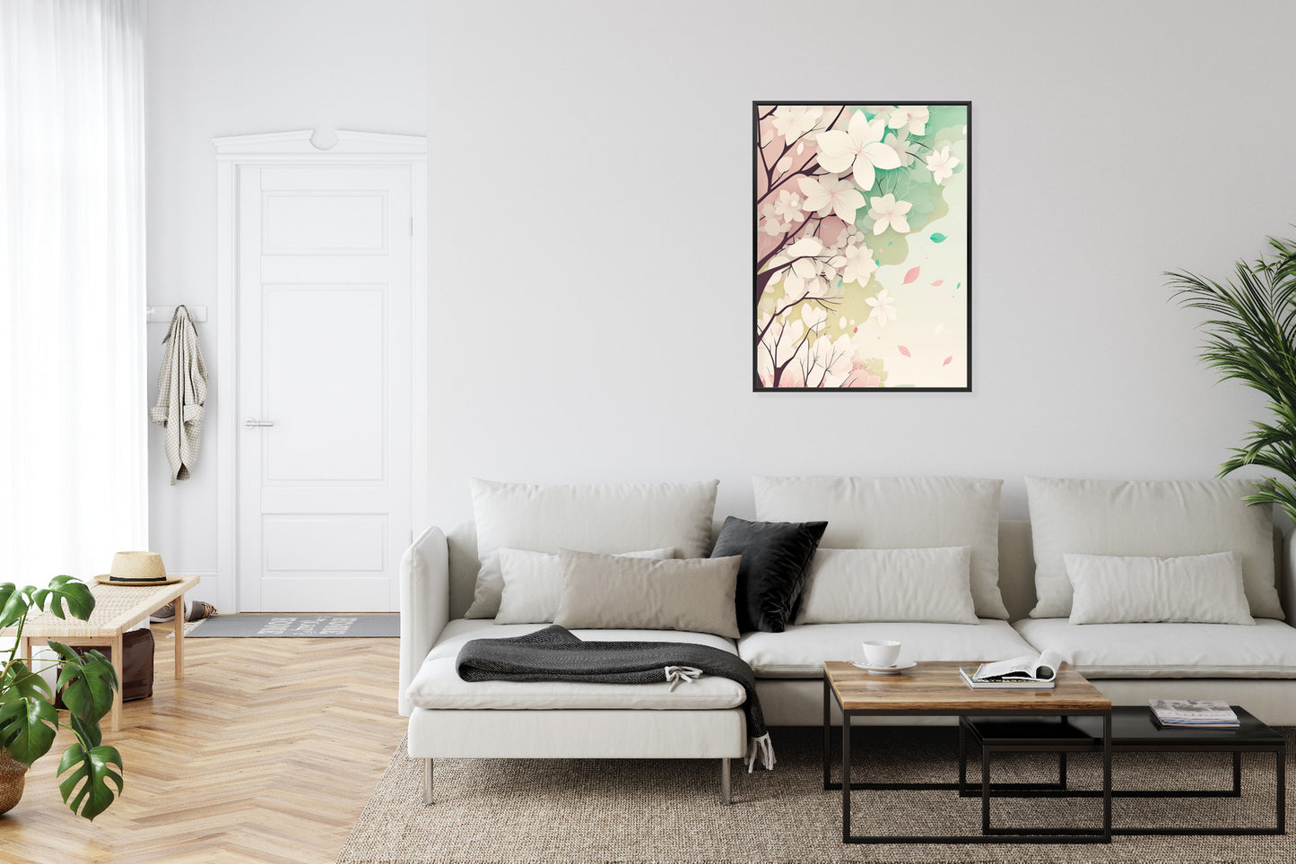 Poster Blühende Pastellbäume Im Frühling Rahmen Holz Mit Passepartout Farbe Natürlich
