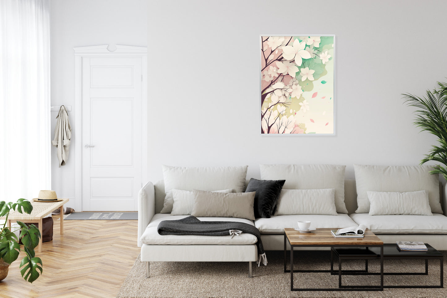 Poster Blühende Pastellbäume Im Frühling Rahmen Holz Mit Passepartout Farbe Natürlich