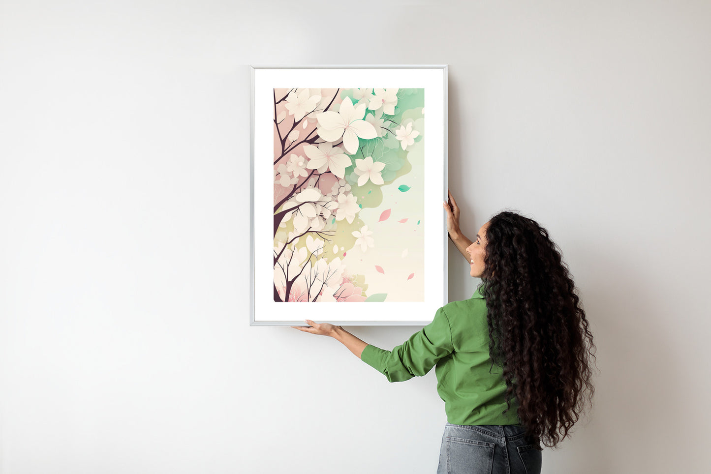Poster Blühende Pastellbäume Im Frühling Rahmen Holz Mit Passepartout Farbe Natürlich