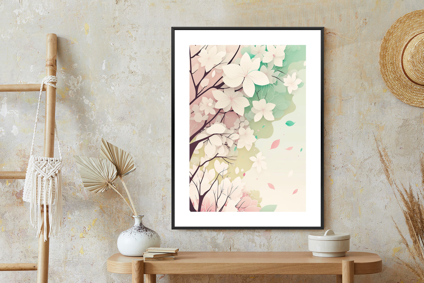 Poster Blühende Pastellbäume Im Frühling Rahmen Holz Mit Passepartout Farbe Natürlich