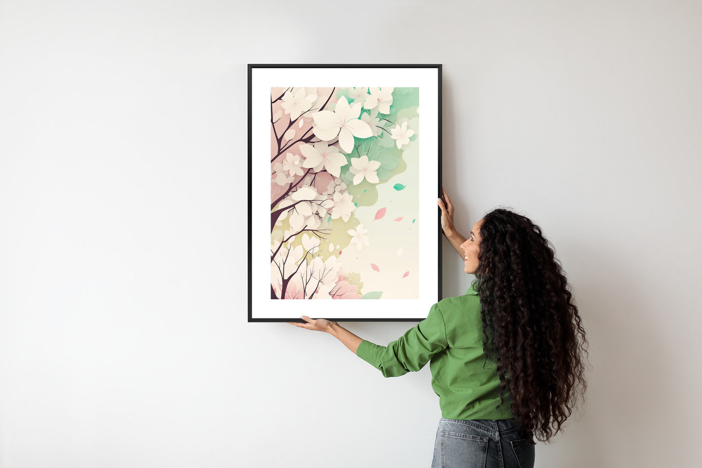 Poster Blühende Pastellbäume Im Frühling Rahmen Holz Mit Passepartout Farbe Natürlich