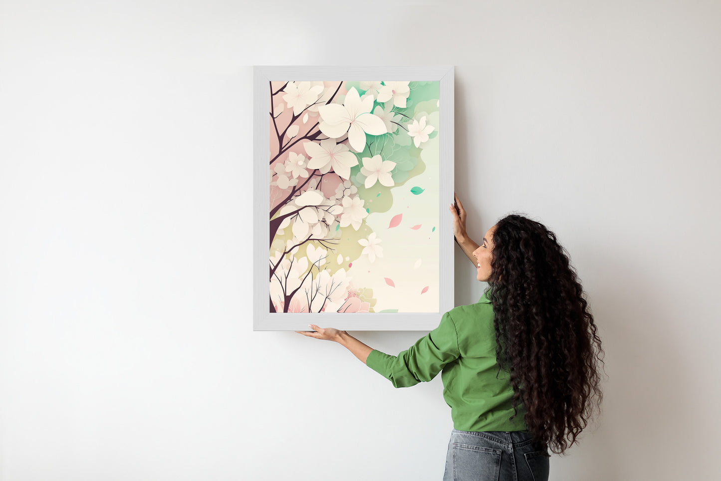 Poster Blühende Pastellbäume Im Frühling Rahmen Holz Mit Passepartout Farbe Natürlich