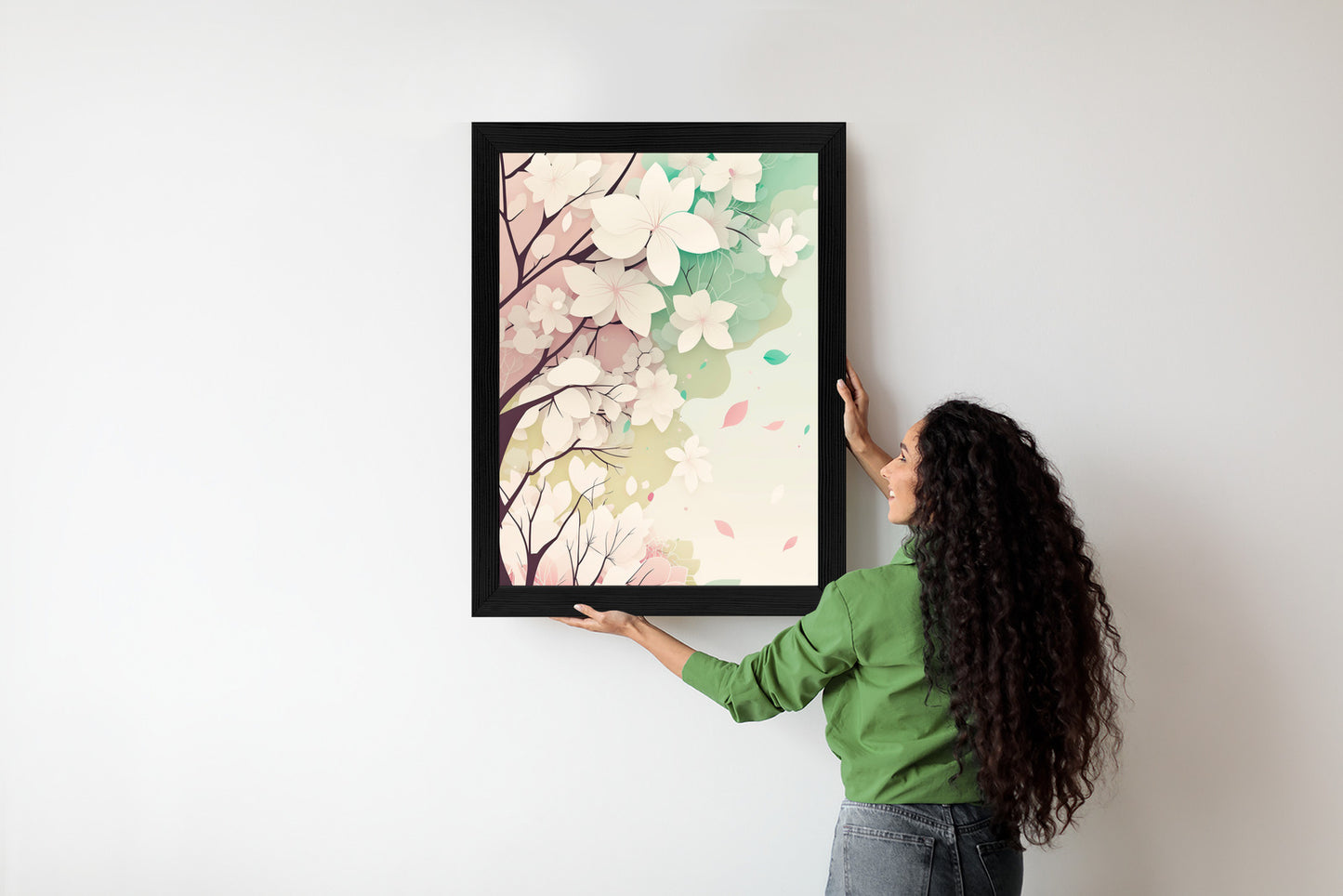 Poster Blühende Pastellbäume Im Frühling Rahmen Holz Mit Passepartout Farbe Natürlich