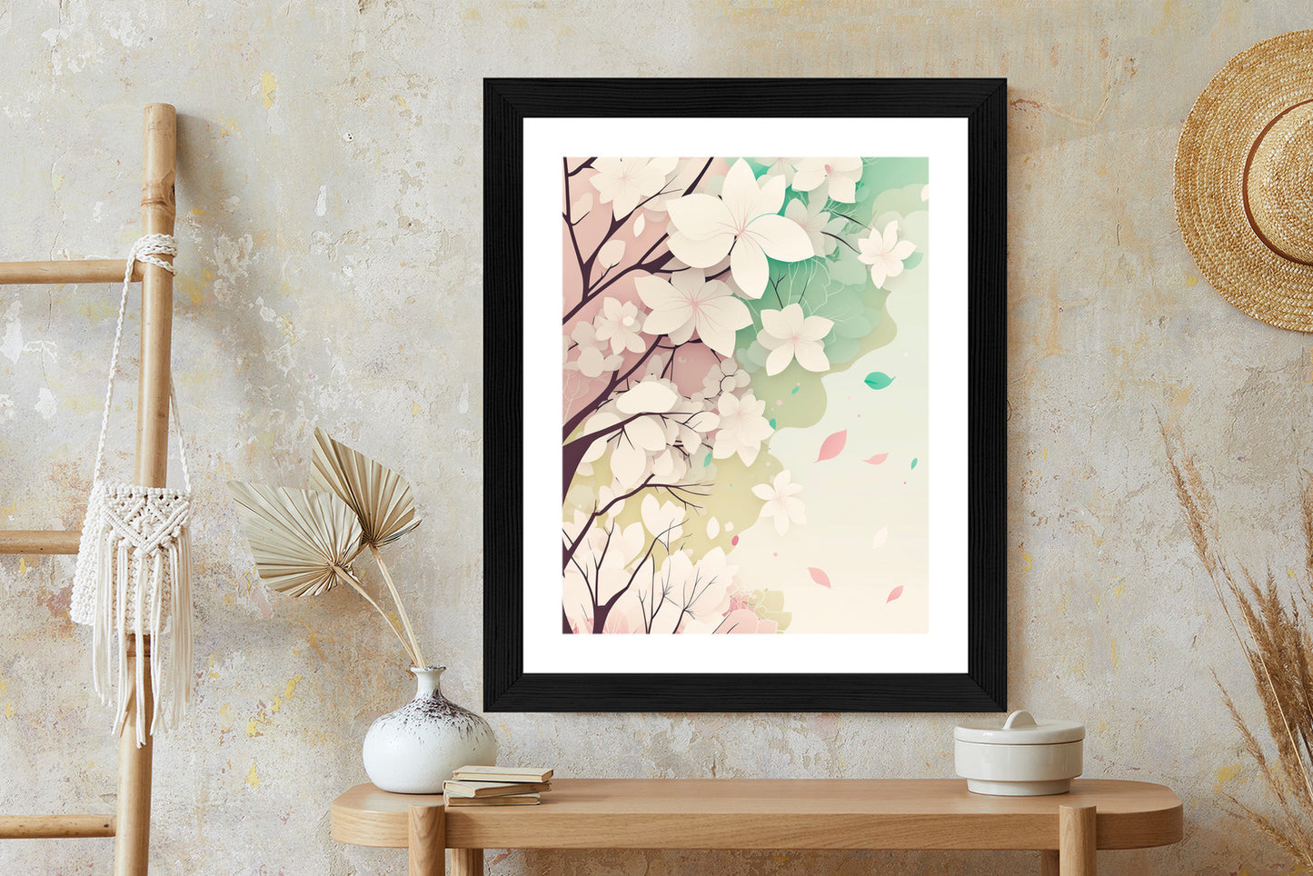 Poster Blühende Pastellbäume Im Frühling Rahmen Holz Mit Passepartout Farbe Natürlich