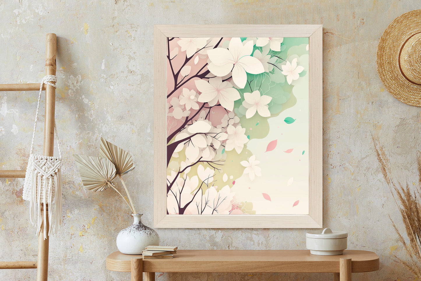 Poster Blühende Pastellbäume Im Frühling Rahmen Holz Mit Passepartout Farbe Natürlich