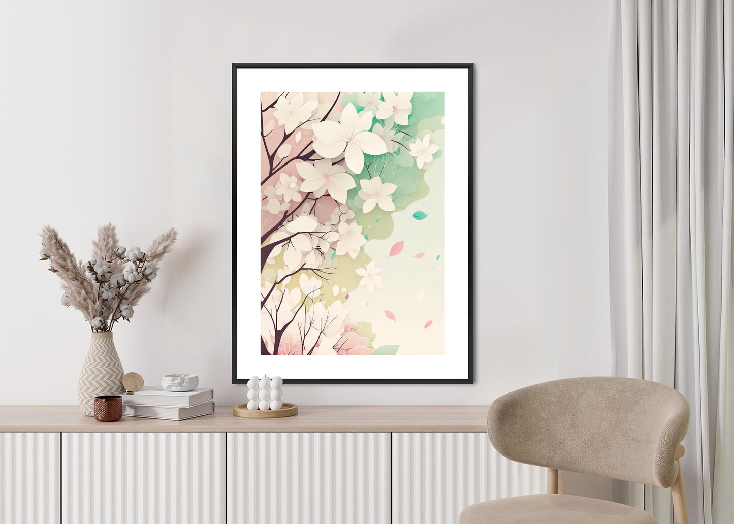 Poster Blühende Pastellbäume Im Frühling Rahmen Holz Mit Passepartout Farbe Natürlich