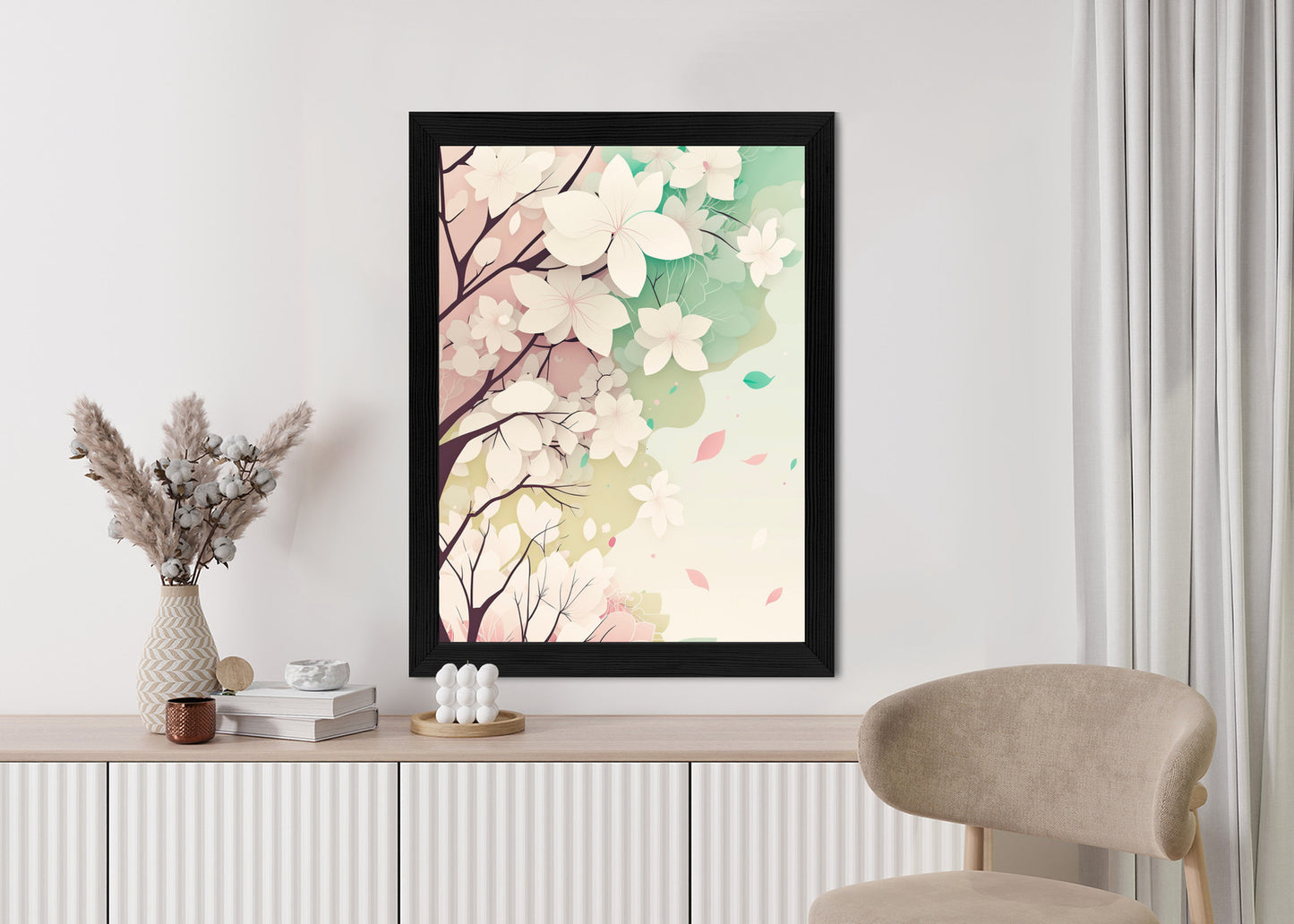 Poster Blühende Pastellbäume Im Frühling Rahmen Holz Mit Passepartout Farbe Natürlich