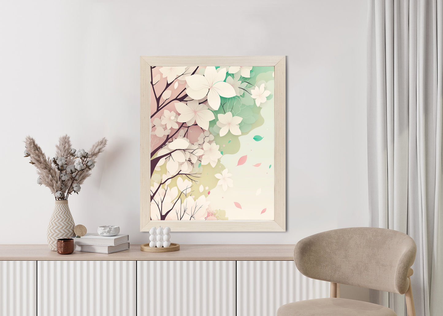 Poster Blühende Pastellbäume Im Frühling Rahmen Holz Mit Passepartout Farbe Natürlich
