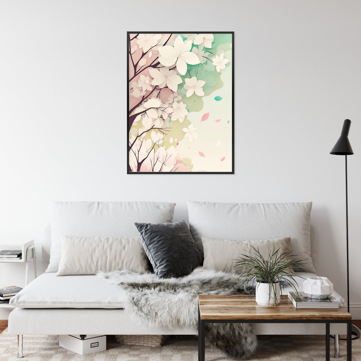 Poster Blühende Pastellbäume Im Frühling Rahmen Holz Mit Passepartout Farbe Natürlich