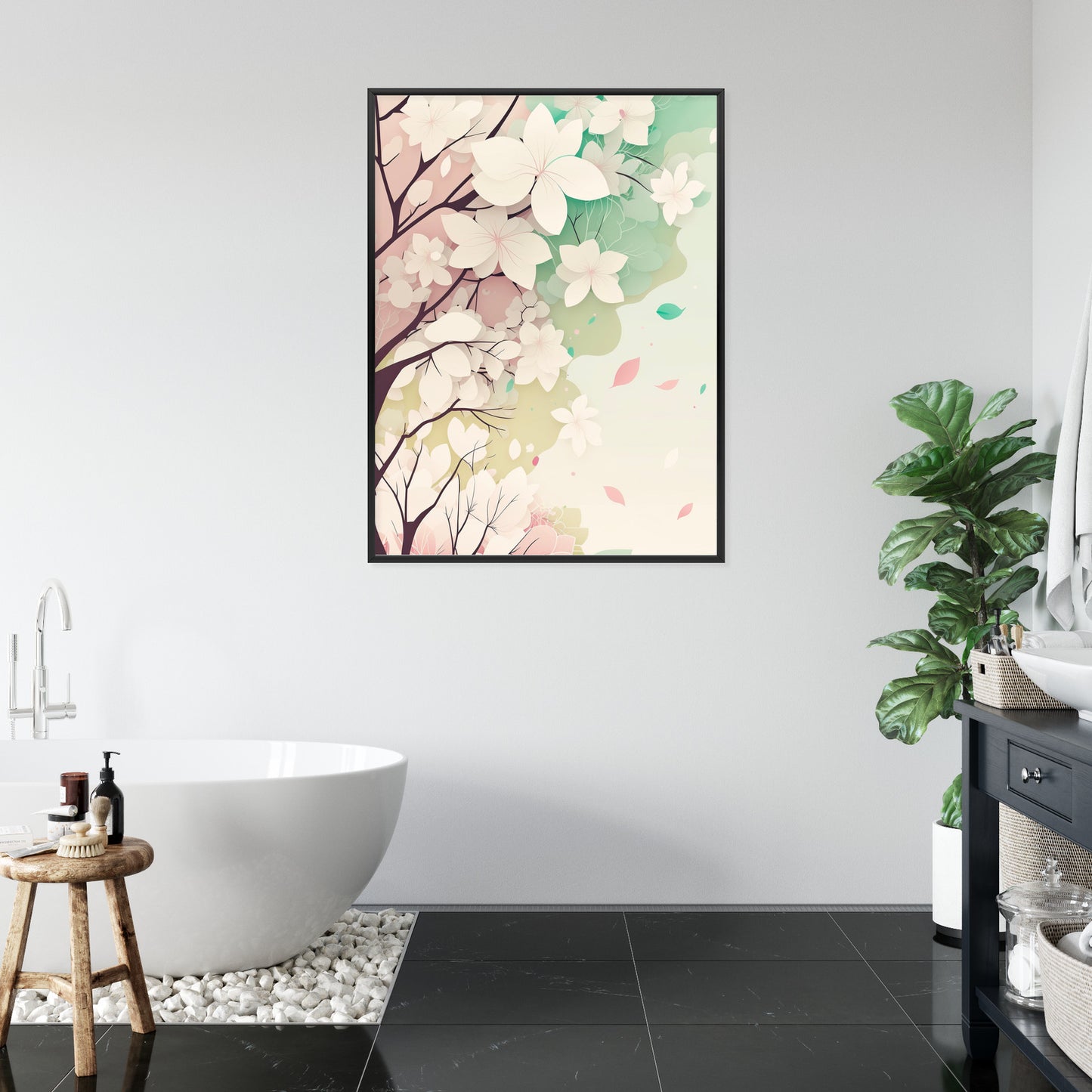 Poster Blühende Pastellbäume Im Frühling Rahmen Holz Mit Passepartout Farbe Natürlich