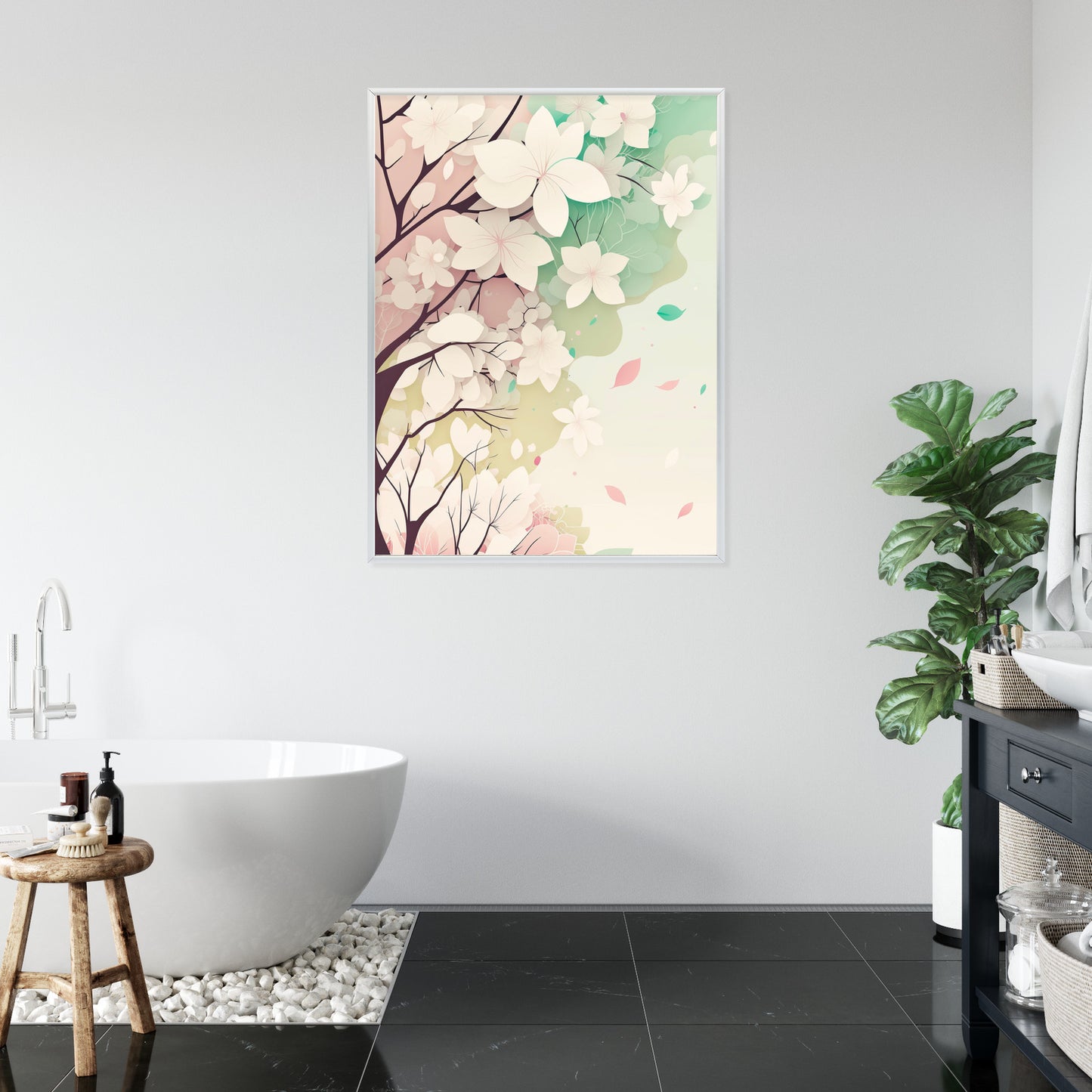 Poster Blühende Pastellbäume Im Frühling Rahmen Holz Mit Passepartout Farbe Natürlich