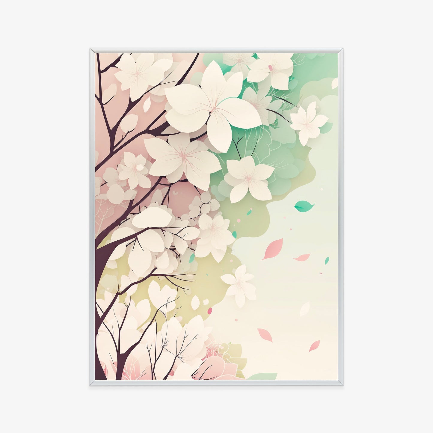Poster Blühende Pastellbäume Im Frühling Rahmen Holz Mit Passepartout Farbe Natürlich