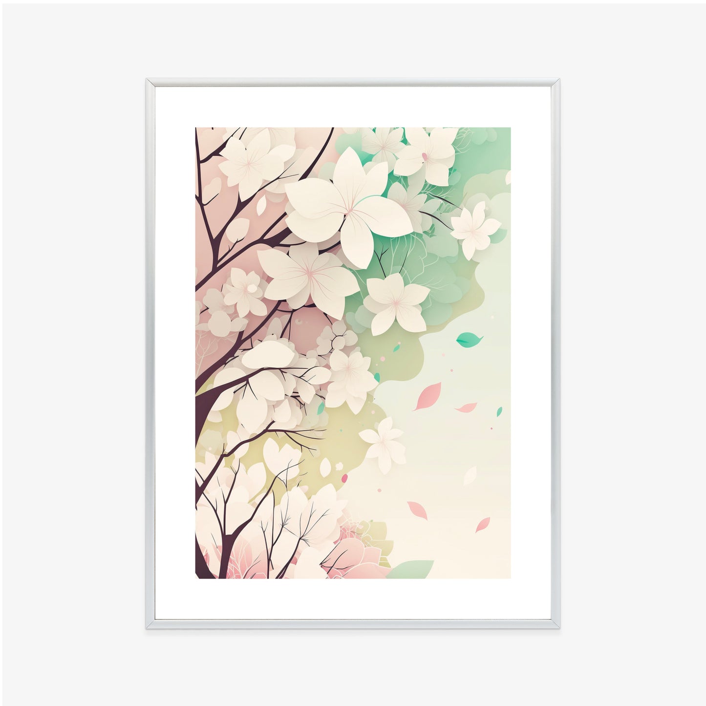 Poster Blühende Pastellbäume Im Frühling Rahmen Holz Mit Passepartout Farbe Natürlich