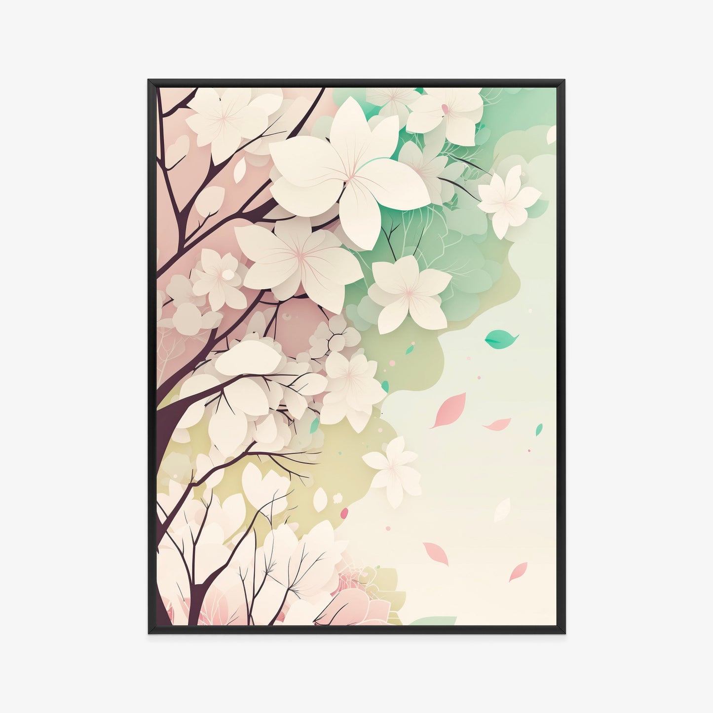 Poster Blühende Pastellbäume Im Frühling Rahmen Holz Mit Passepartout Farbe Natürlich