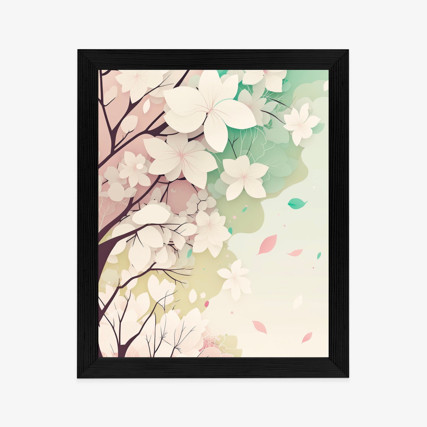 Poster Blühende Pastellbäume Im Frühling Rahmen Holz Mit Passepartout Farbe Natürlich