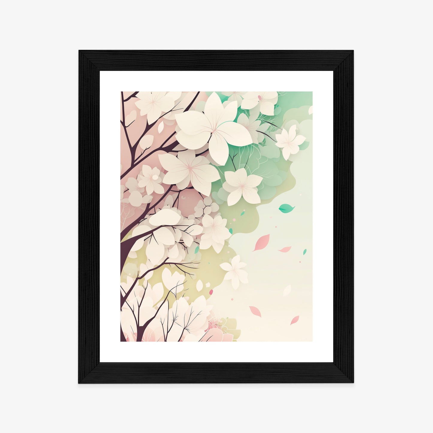 Poster Blühende Pastellbäume Im Frühling Rahmen Holz Mit Passepartout Farbe Natürlich