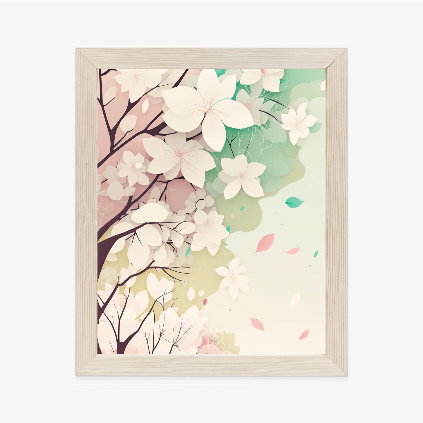 Poster Blühende Pastellbäume Im Frühling Rahmen Holz Mit Passepartout Farbe Natürlich