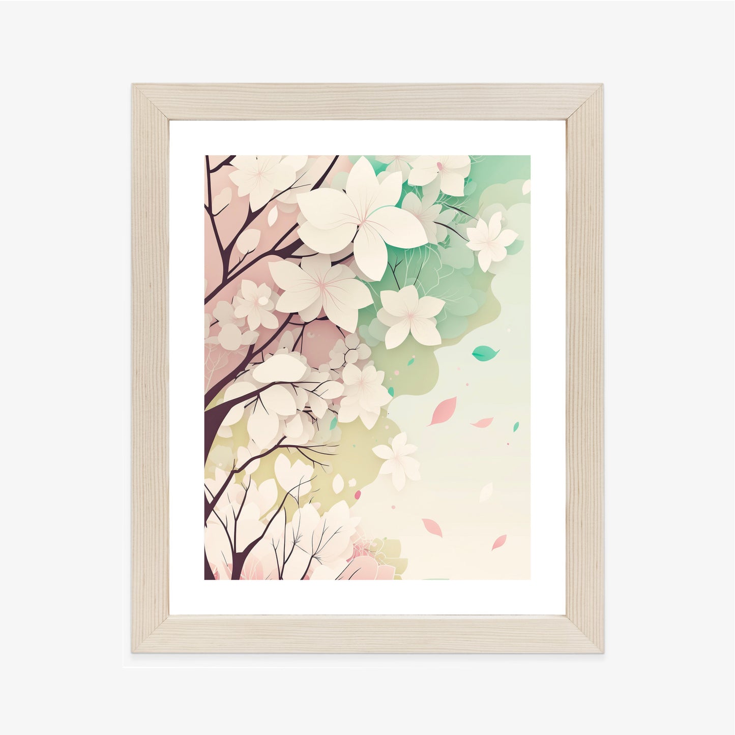 Poster Blühende Pastellbäume Im Frühling Rahmen Holz Mit Passepartout Farbe Natürlich