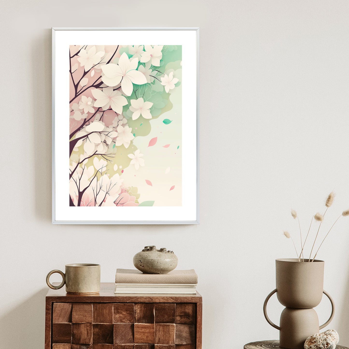 Poster Blühende Pastellbäume Im Frühling Rahmen Holz Mit Passepartout Farbe Natürlich