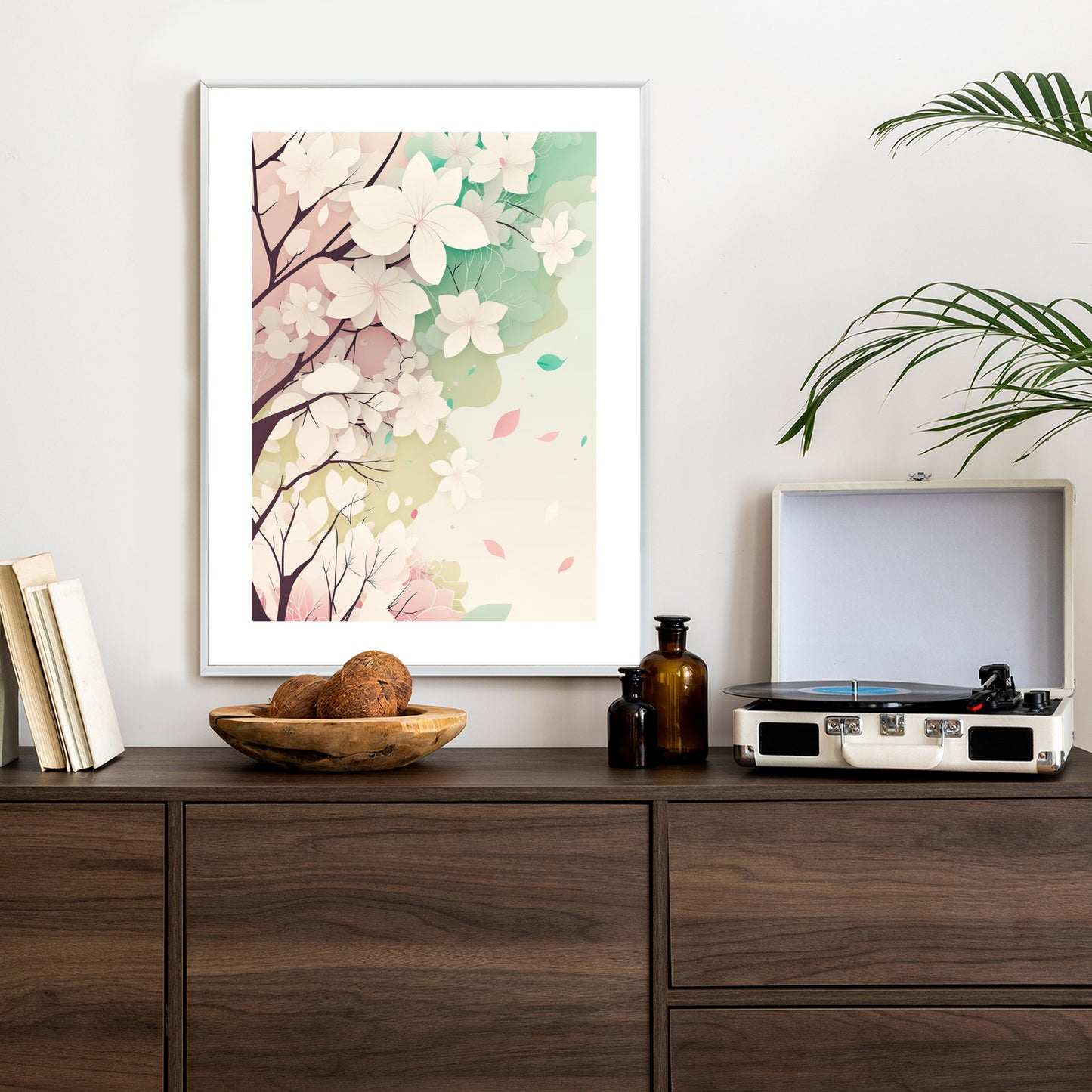 Poster Blühende Pastellbäume Im Frühling Rahmen Holz Mit Passepartout Farbe Natürlich