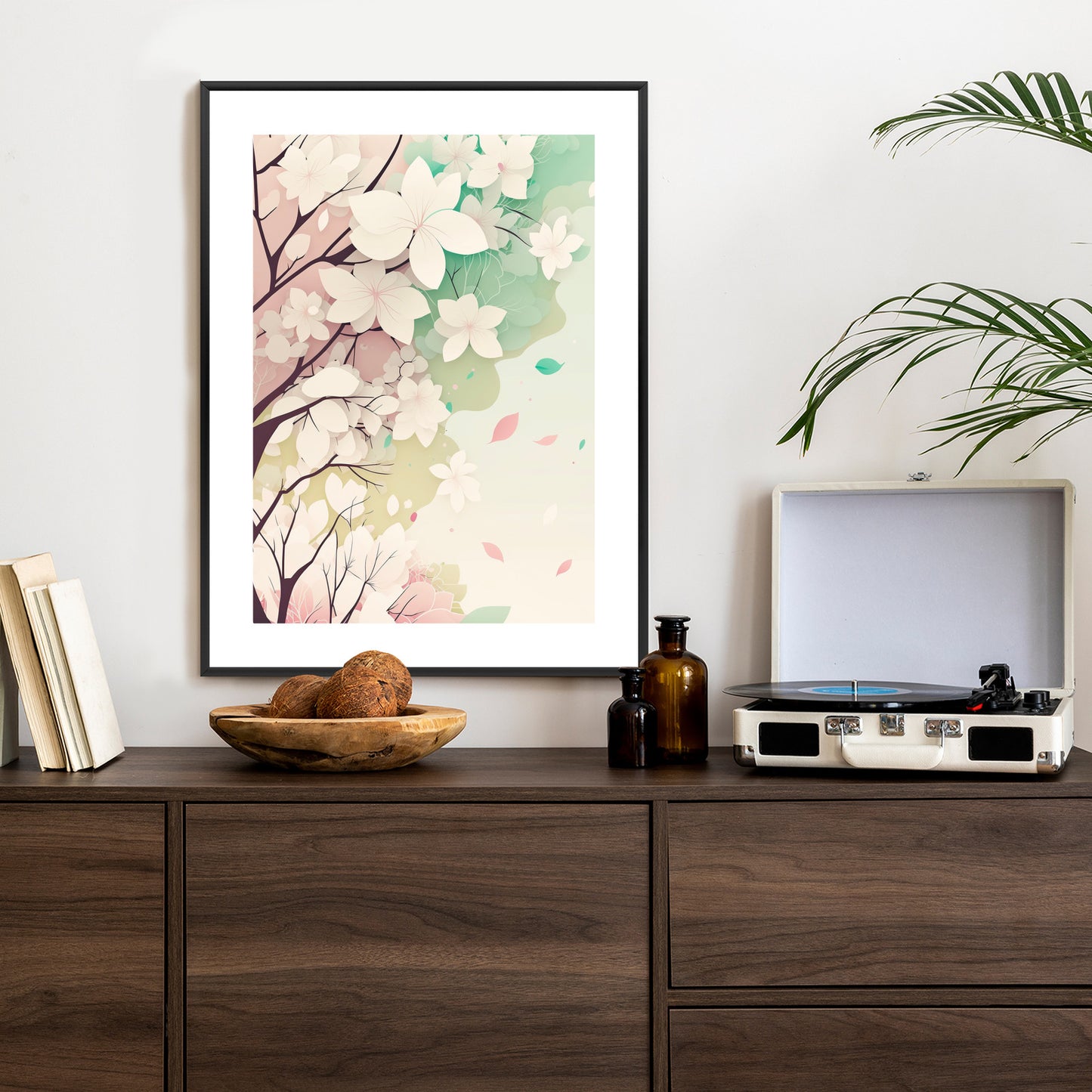 Poster Blühende Pastellbäume Im Frühling Rahmen Holz Mit Passepartout Farbe Natürlich