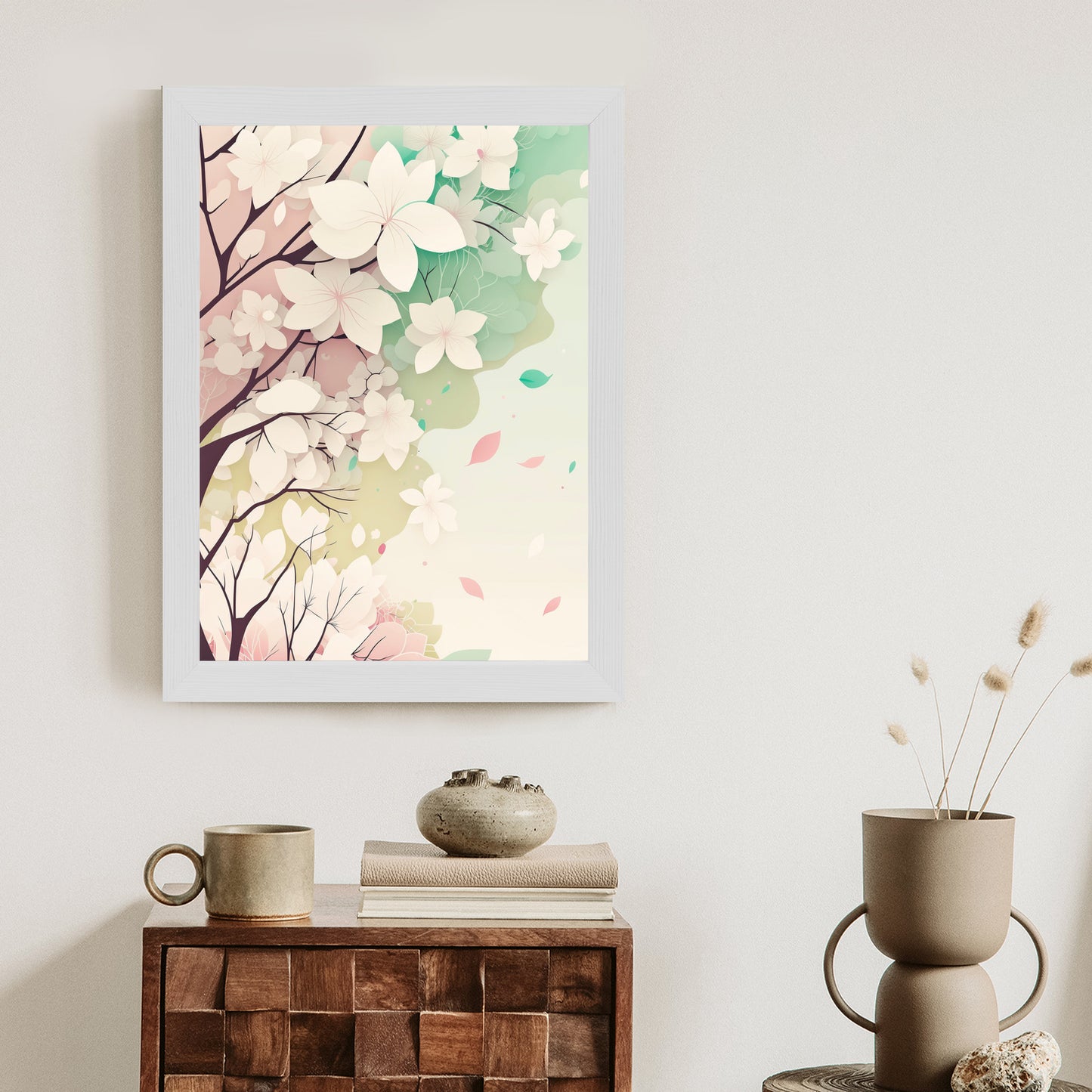 Poster Blühende Pastellbäume Im Frühling Rahmen Holz Mit Passepartout Farbe Natürlich