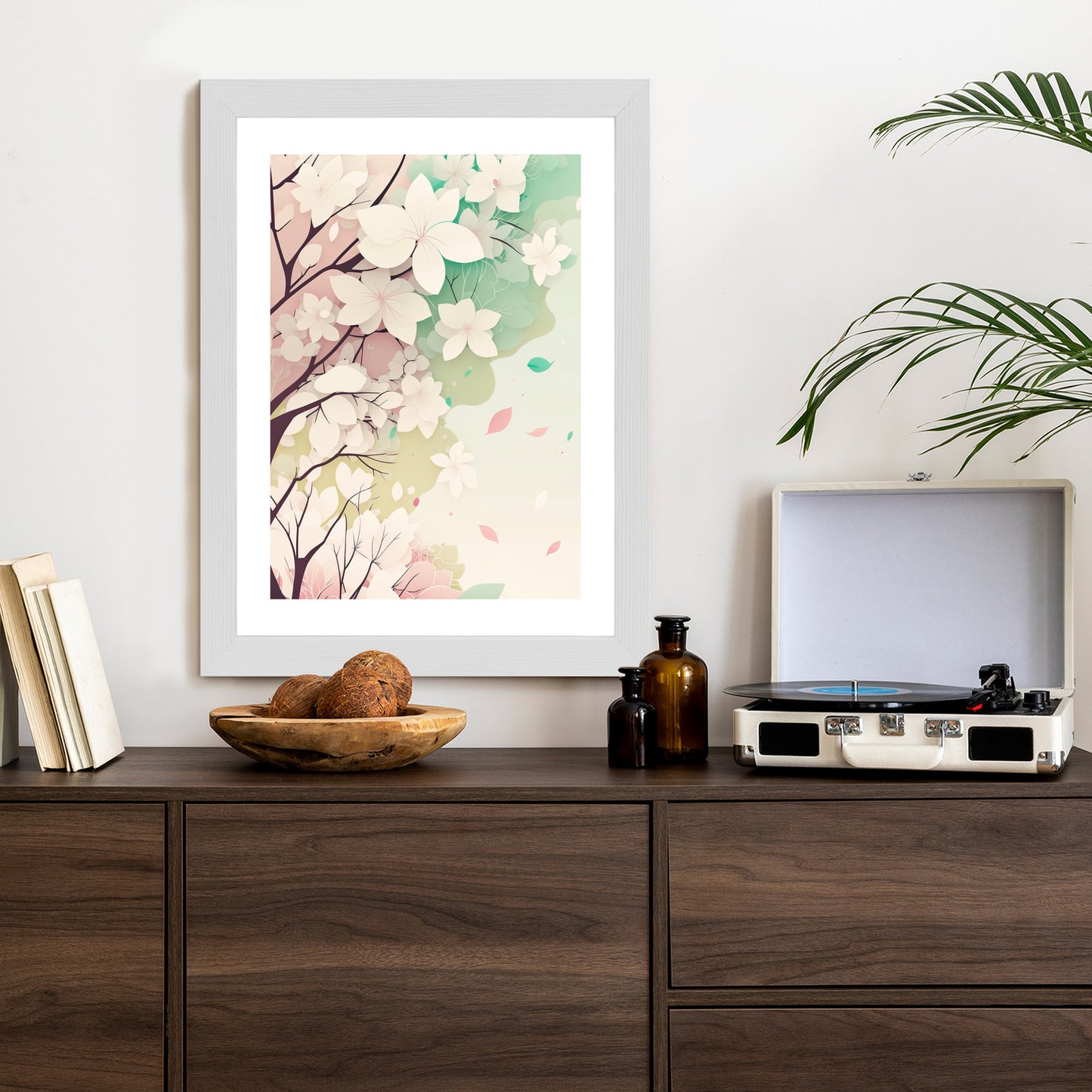 Poster Blühende Pastellbäume Im Frühling Rahmen Holz Mit Passepartout Farbe Natürlich