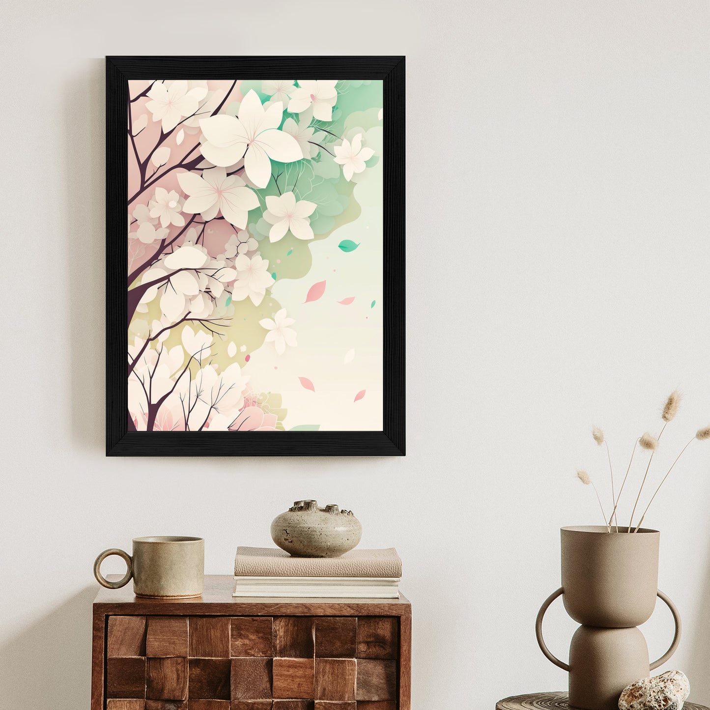 Poster Blühende Pastellbäume Im Frühling Rahmen Holz Mit Passepartout Farbe Natürlich