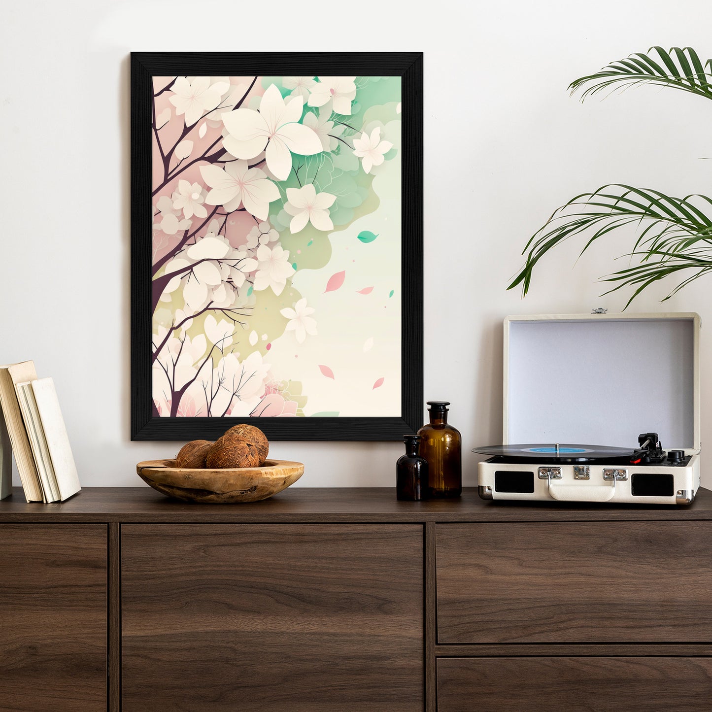 Poster Blühende Pastellbäume Im Frühling Rahmen Holz Mit Passepartout Farbe Natürlich