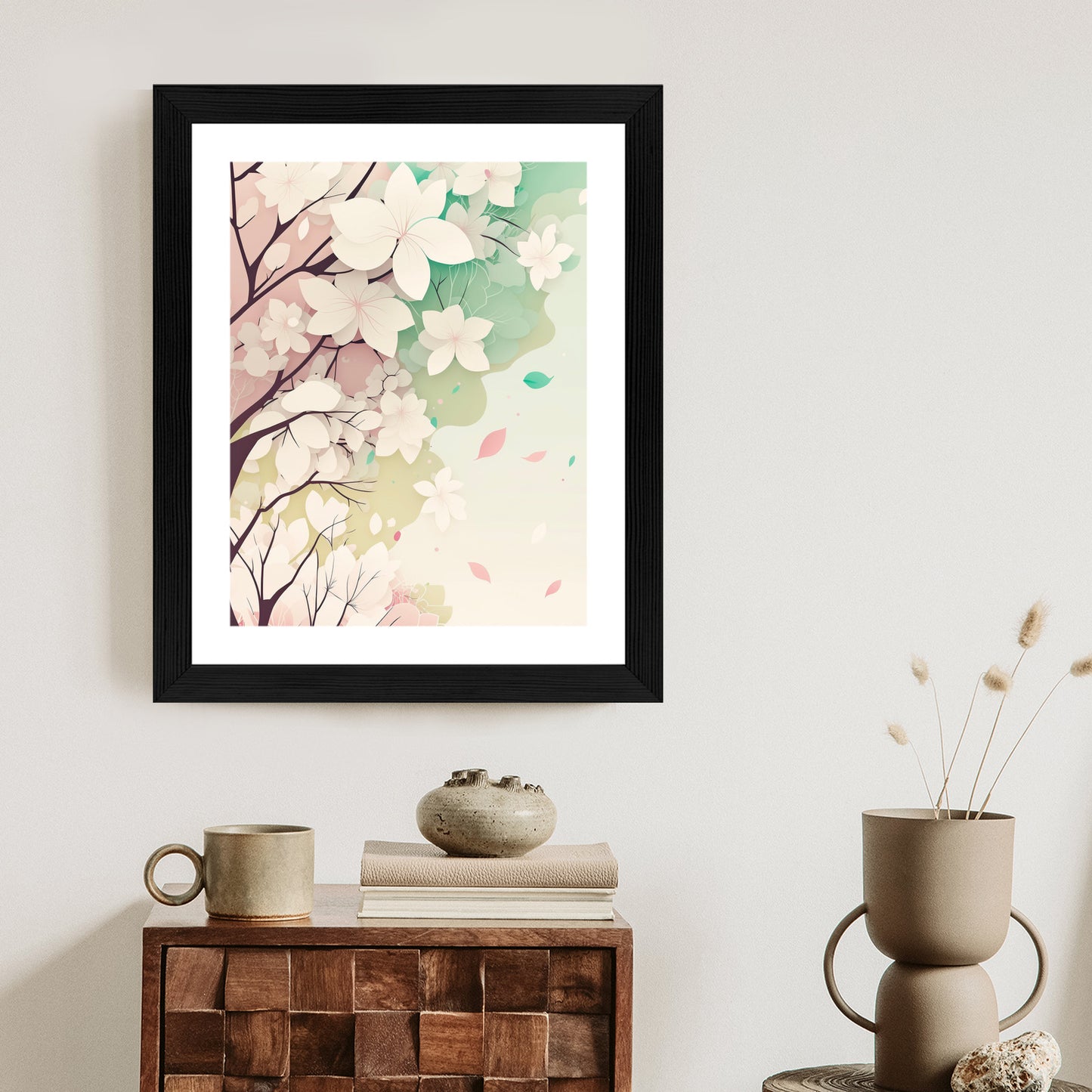 Poster Blühende Pastellbäume Im Frühling Rahmen Holz Mit Passepartout Farbe Natürlich