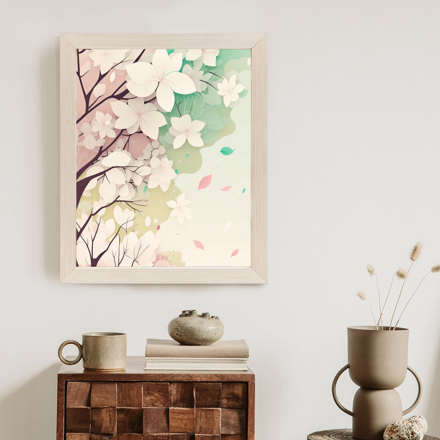 Poster Blühende Pastellbäume Im Frühling Rahmen Holz Mit Passepartout Farbe Natürlich