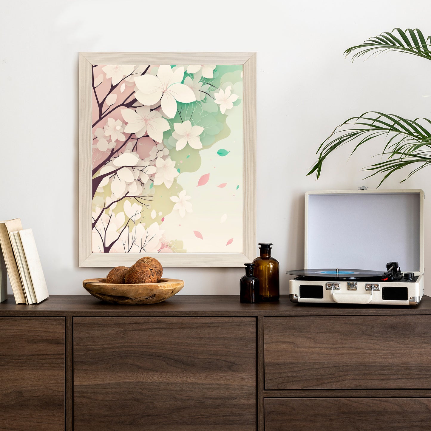 Poster Blühende Pastellbäume Im Frühling Rahmen Holz Mit Passepartout Farbe Natürlich