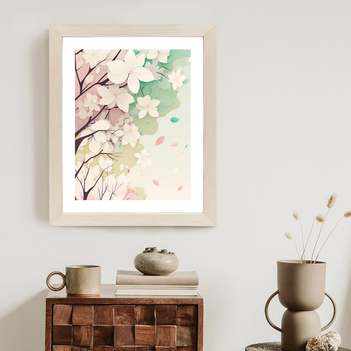 Poster Blühende Pastellbäume Im Frühling Rahmen Holz Mit Passepartout Farbe Natürlich
