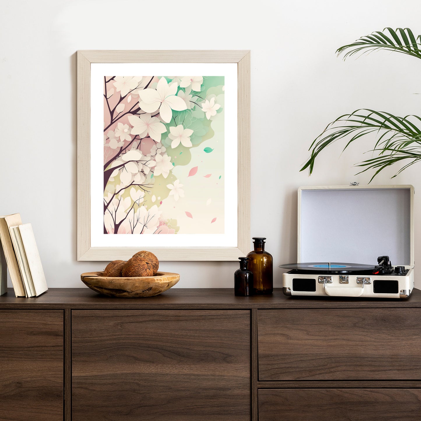 Poster Blühende Pastellbäume Im Frühling Rahmen Holz Mit Passepartout Farbe Natürlich