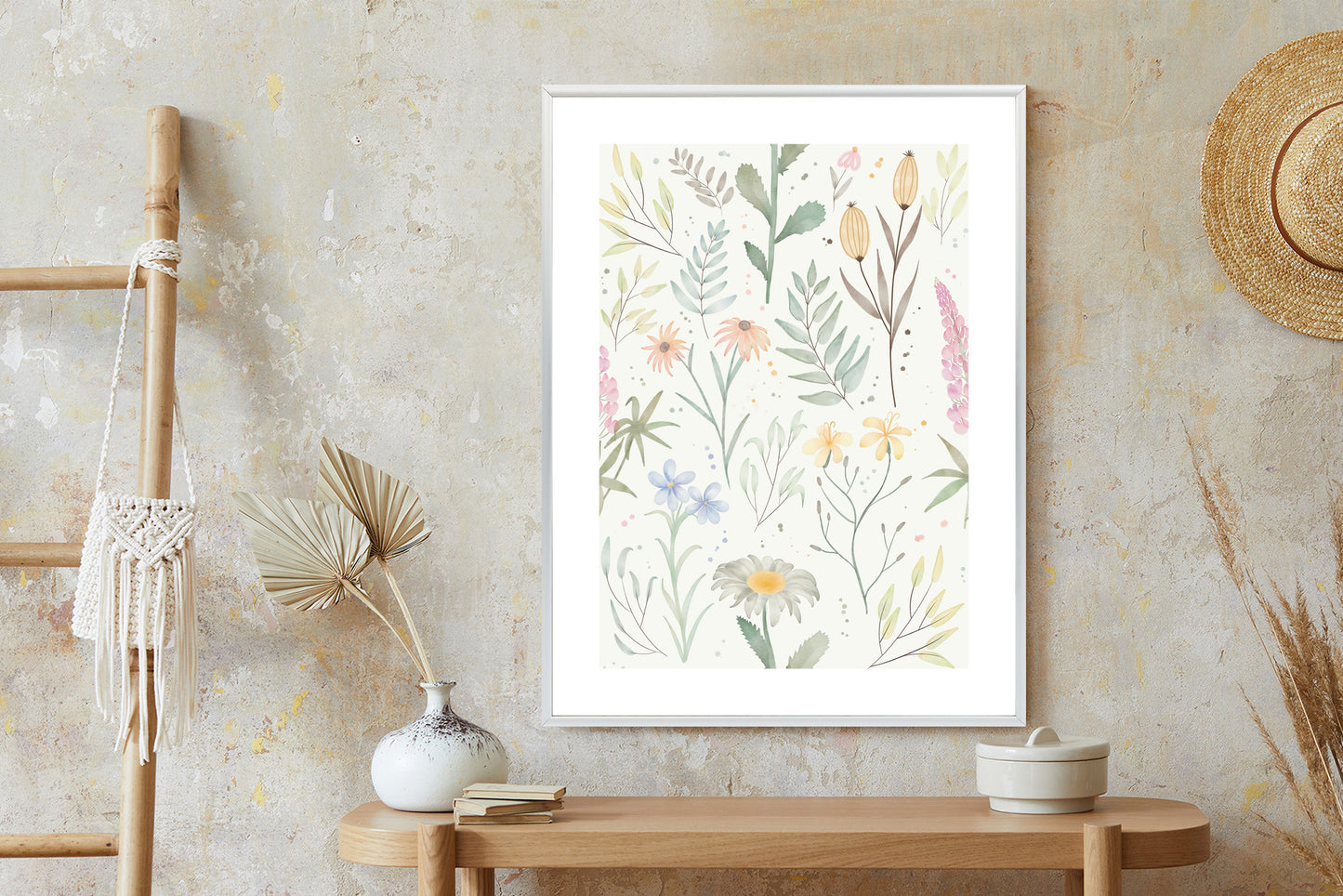 Poster Pastellaquarell-Wildblumen