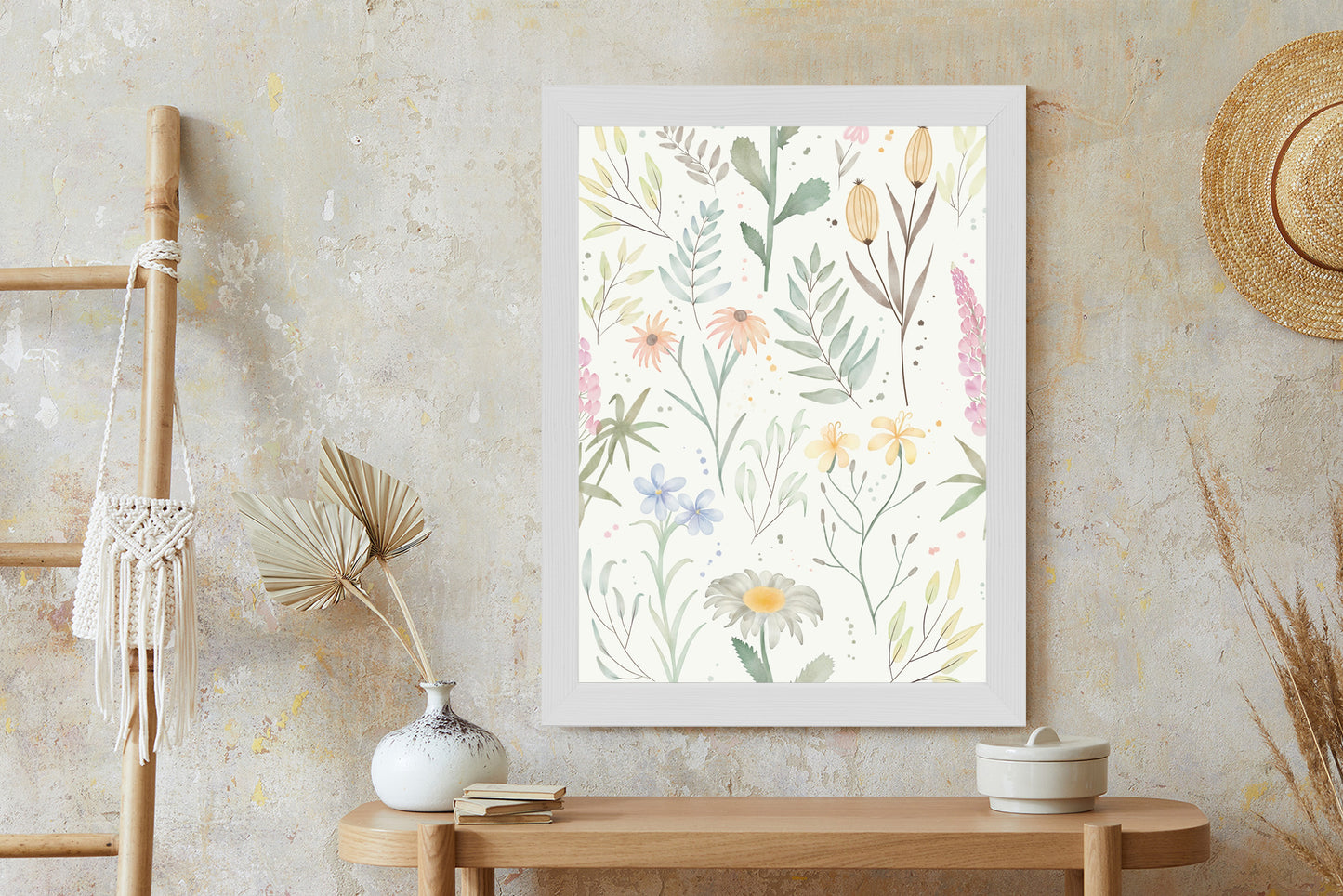 Poster Pastellaquarell-Wildblumen