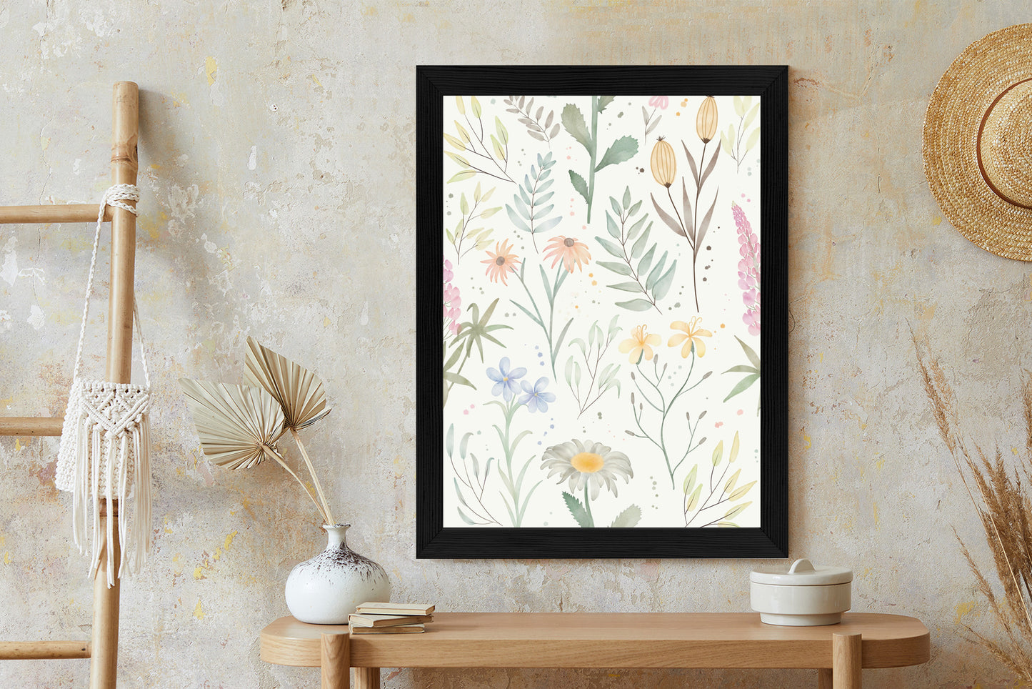 Poster Pastellaquarell-Wildblumen