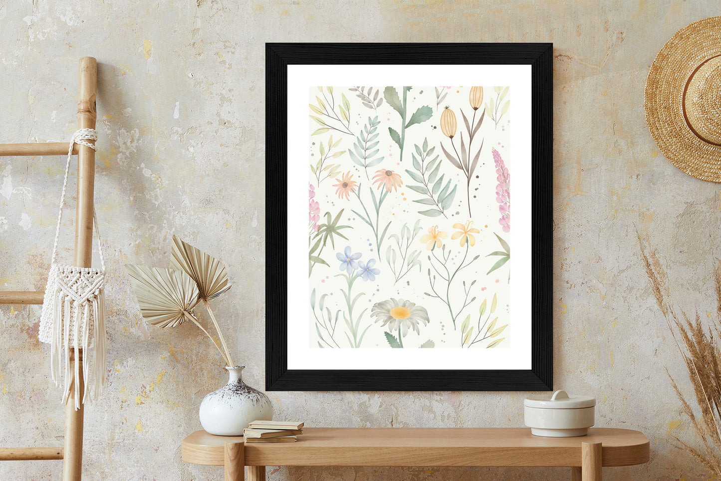 Poster Pastellaquarell-Wildblumen