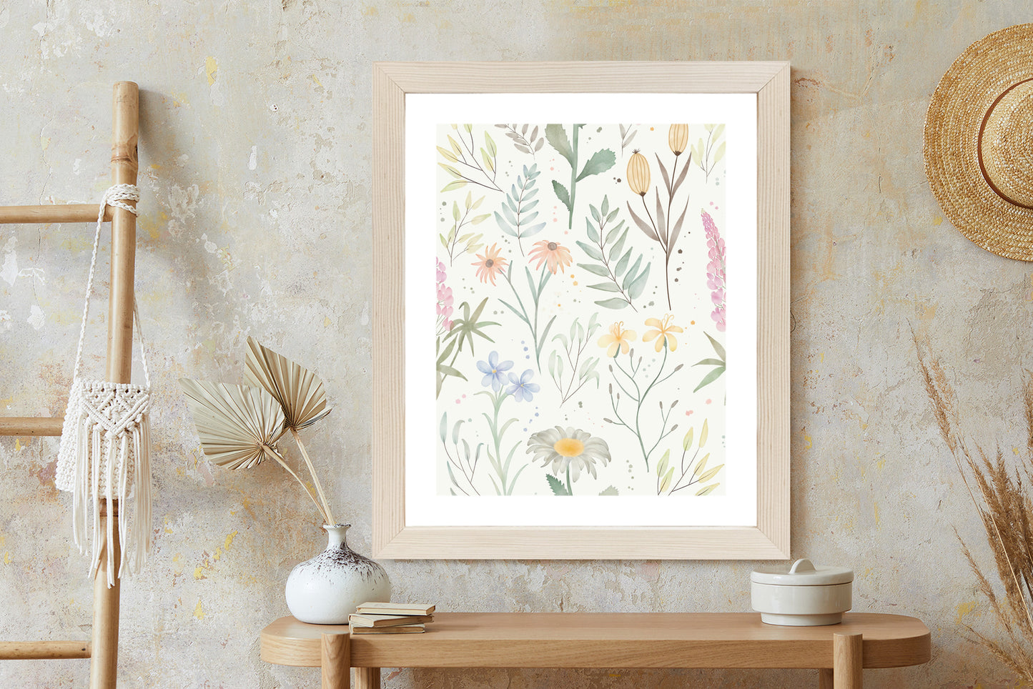 Poster Pastellaquarell-Wildblumen
